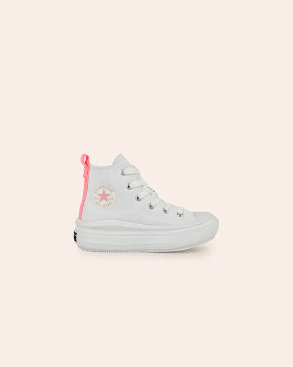 Tênis Converse Chuck Taylor All Star Move Branco Rosa Neon
