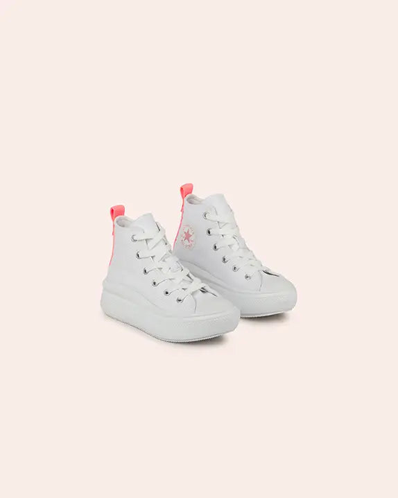 Tênis Converse Chuck Taylor All Star Move Branco Rosa Neon