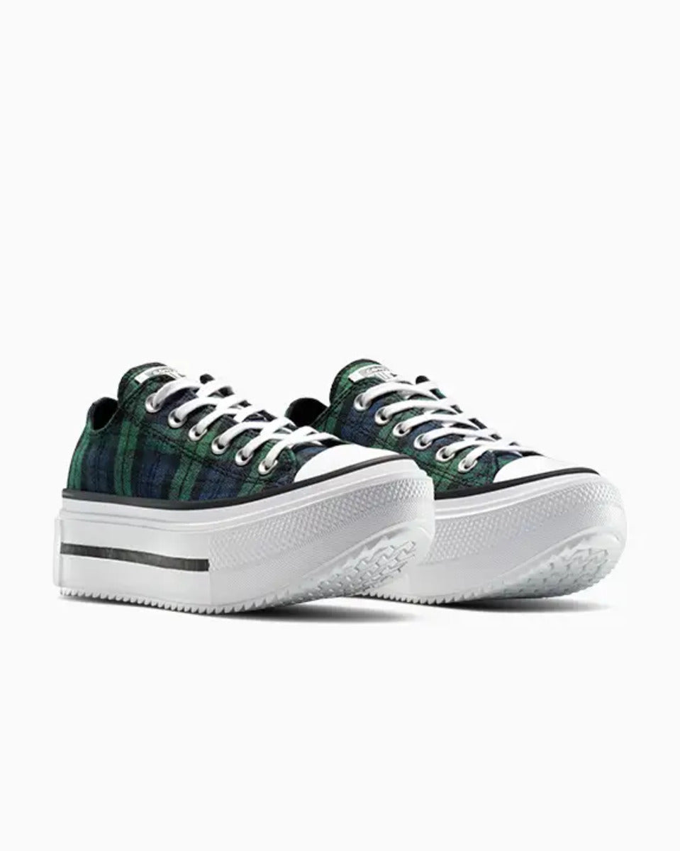 Tênis Converse All Star Lift Double Stack Plaid Azul Verde