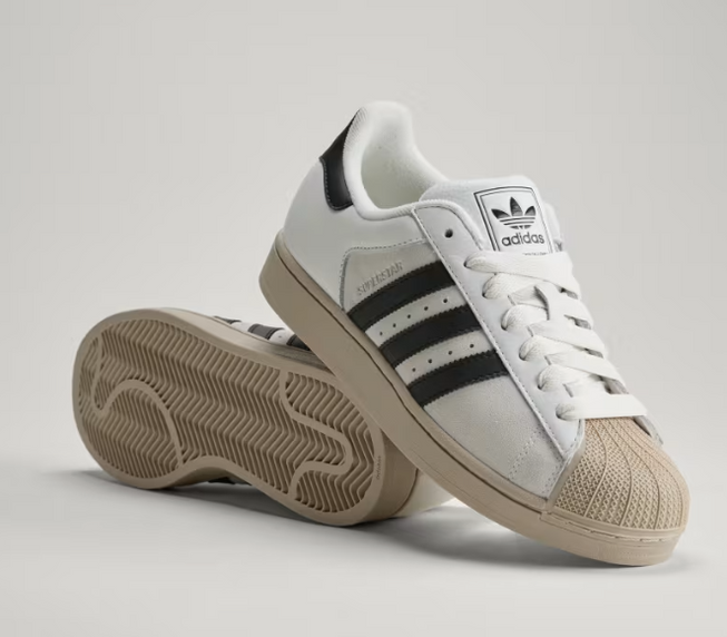 Tênis Adidas Superstar II  White Black  Khaki Three