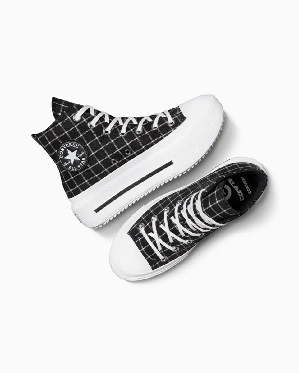 Tênis Converse All Star Lift Double Stack Plaid Mid Preto