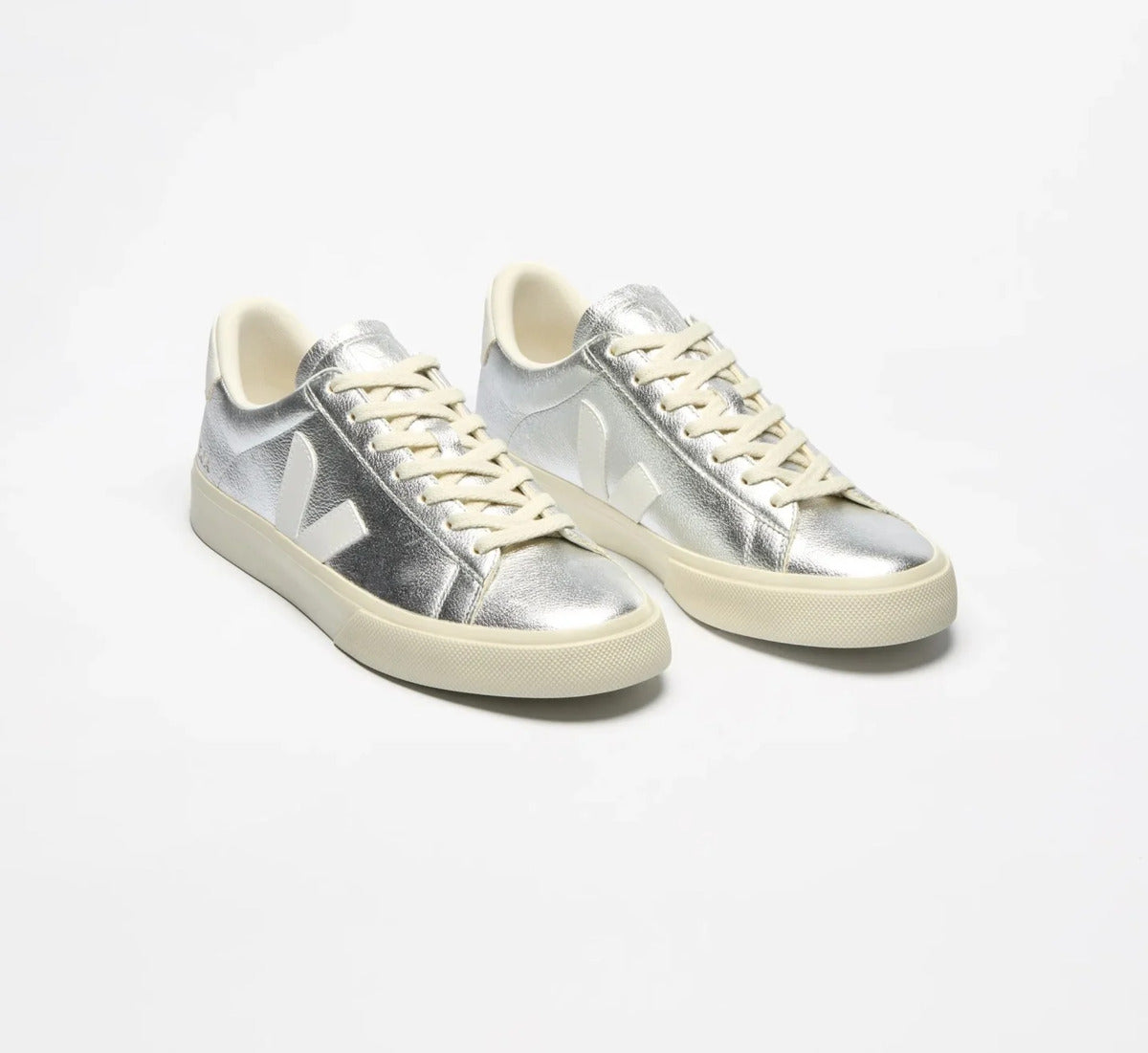 Tênis Veja Campo Chfree Leath Silver White