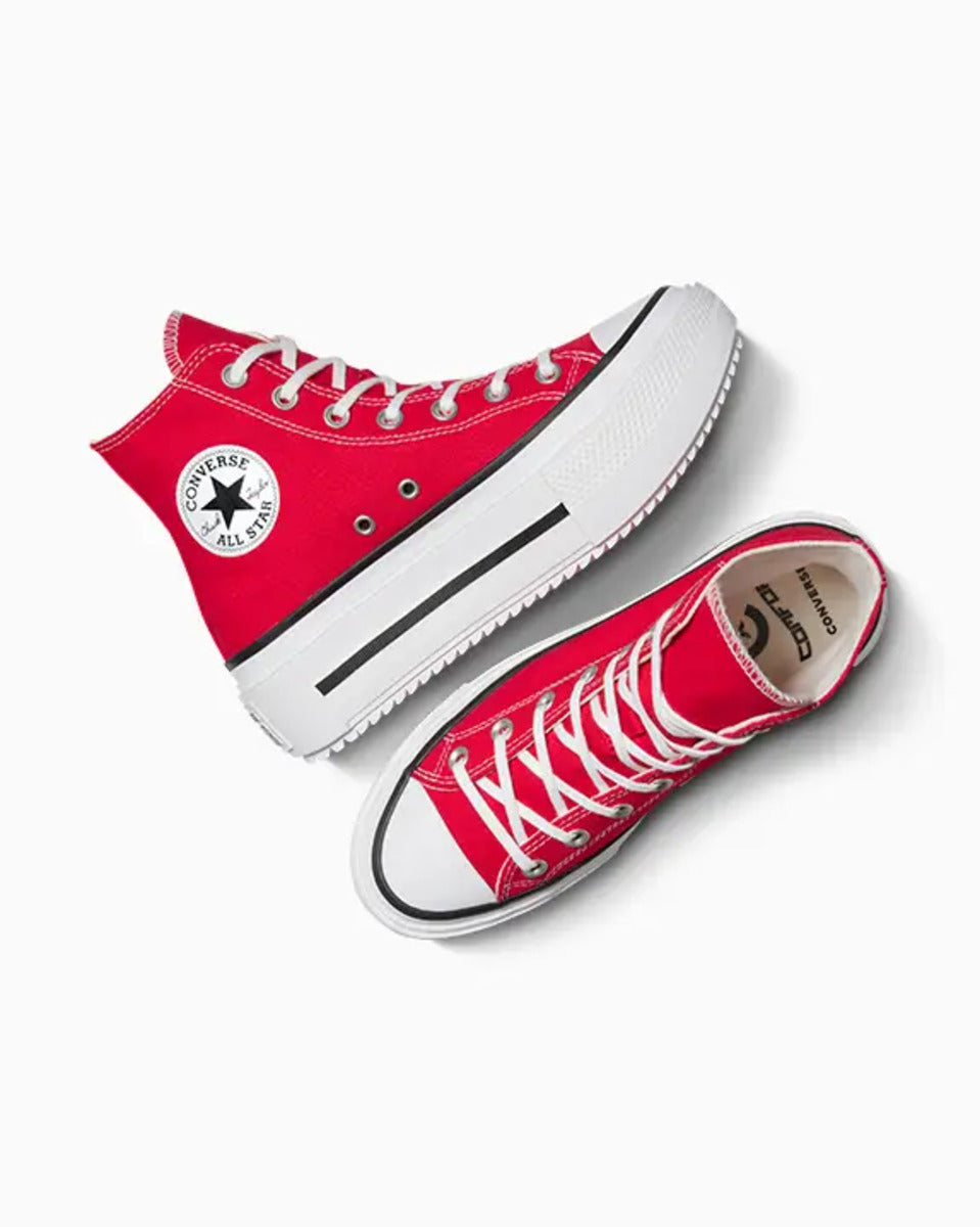 Tênis Converse All Star Lift Double Stack Plaid Mid Vermelho