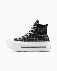 Tênis Converse All Star Lift Double Stack Plaid Mid Preto