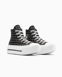 Tênis Converse All Star Lift Double Stack Plaid Mid Preto
