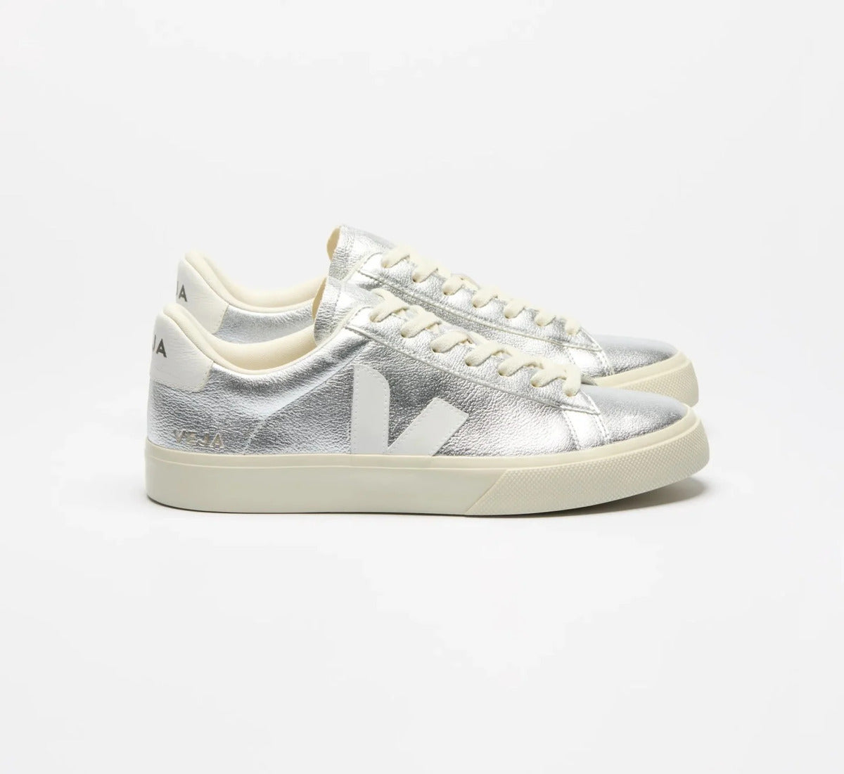 Tênis Veja Campo Chfree Leath Silver White